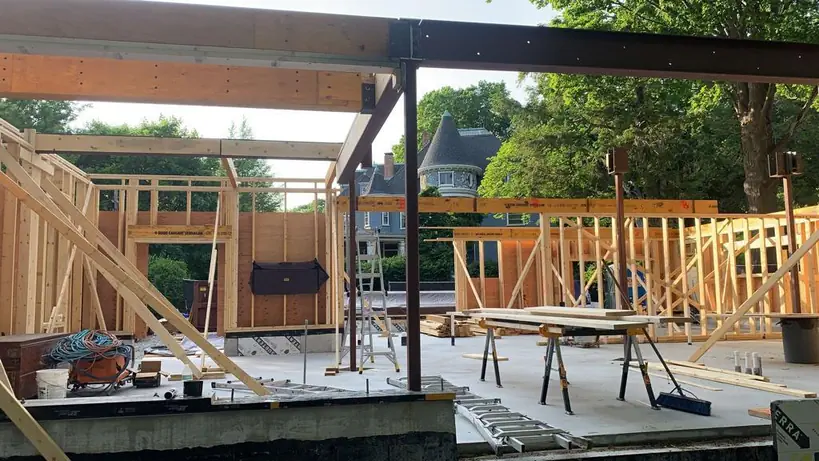 Structural steel beam installation by JR Iron Works & Construction in Massachusetts